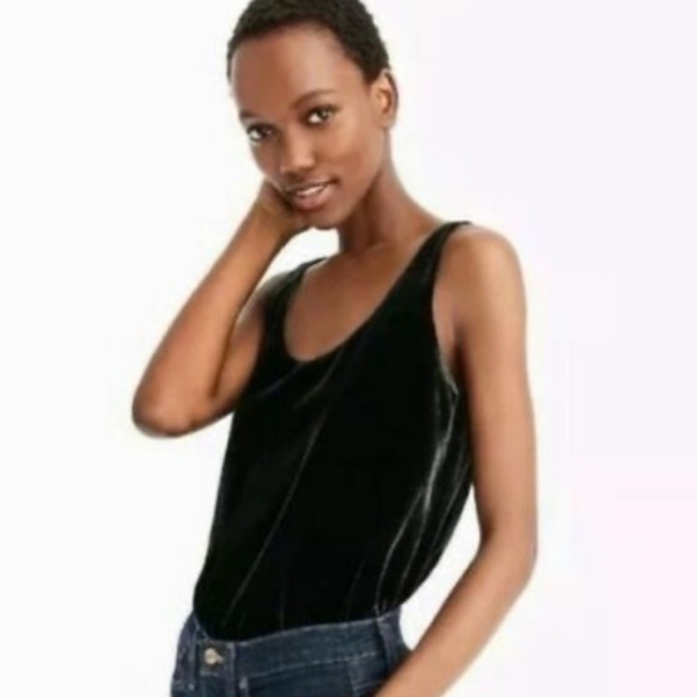 J. Crew | Women’s Black Velvet Silk Blend Tank Top Keyhole Back Fully Lined, XS